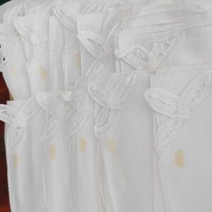 Napkins WHITE COTTON BATTENBERG SET of FOUR 16"  DEADSTOCK